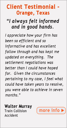 Testimonial from Beaumont Area FELA Client